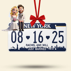 Married Couple License Plate Ornament - Personalized Gifts For Couple 03nati030925