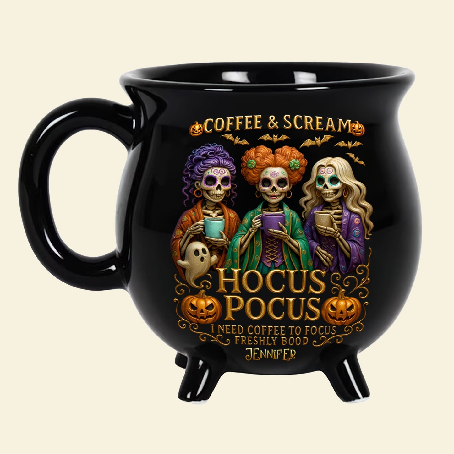 Three Spooky Sisters Cauldron Mug - Personalized Gifts For Horror Lovers 02ohti260825