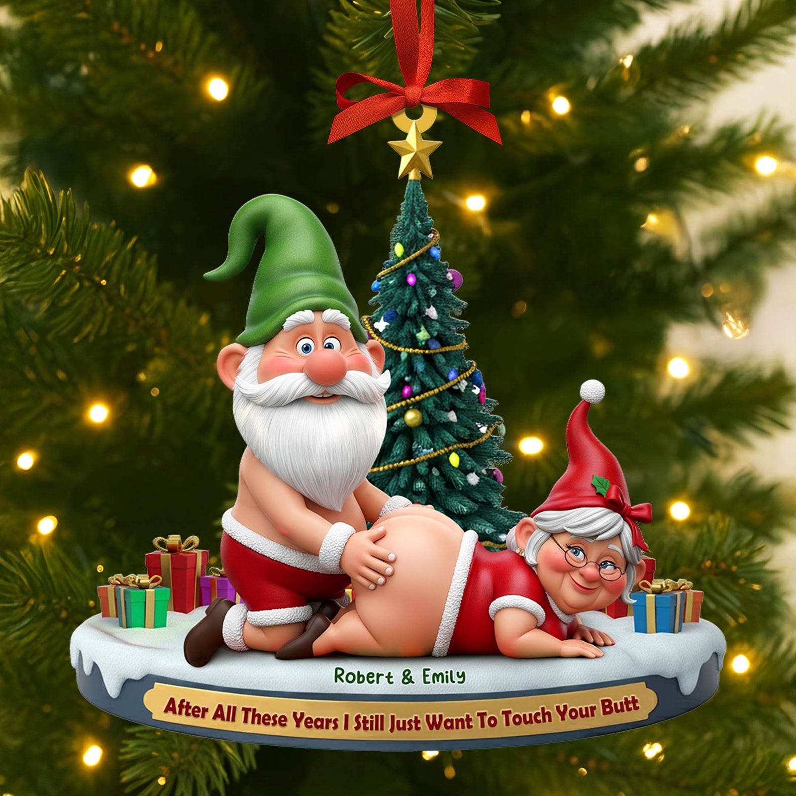 Naughty Old Gnome Couple Ornament - Personalized Gifts For Couple 01ohti190925 - Ornament - GoDuckee