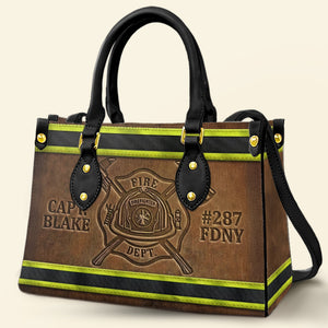 Fire Dept Leather Bag, Personalized Gifts For Female Firefighter & Firefighter Wife 02qhti151225