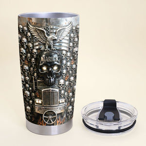 Fierce Trucker Skull Tumbler, Personalized Gifts For Trucker 02qhti080126