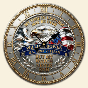 Bold Veteran Eagle Wall Clock, Personalized Gifts For Veteran 05QHTI200126