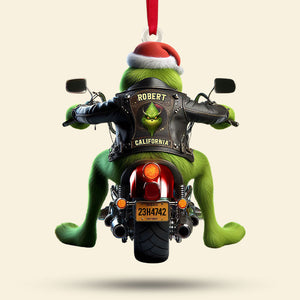Personalized Christmas Gifts Green Monster On A Motorcycle Acrylic Ornament 02OHTI251124 - Ornament - GoDuckee