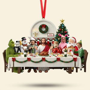 Christmas Party With Jesus Christ Ornament - Personalized For Christians and Classic Christmas Movie Lovers 01QHTI151025