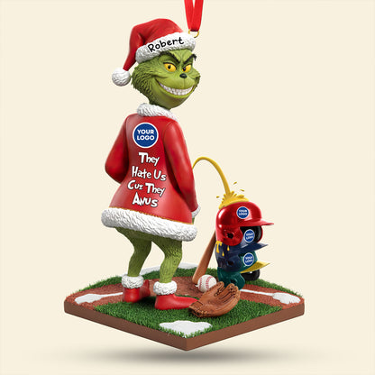 Naughty Green Monster Personalized Gifts For Baseball Lovers Christmas Ornament 02huti011025