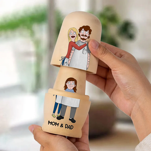 Quirky Family Wooden Nesting Dolls - Personalized Father's Day Gifts 041qhhu090426