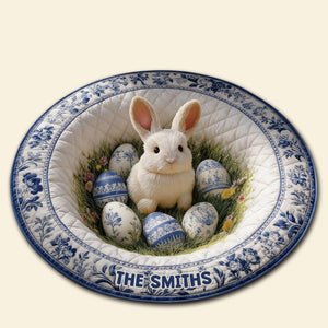 Easter Day Toile de Jouy Quilted Round Mat - Personalized Gifts For Easter Day Quilted Round Mat 01PGTI090226