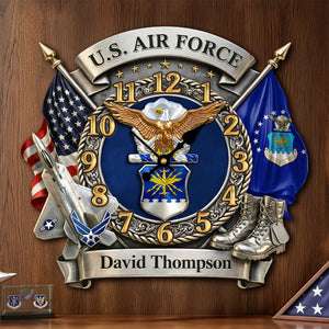 Military Air Service Clock - Personalized Gifts For Served Veteran 1 Layer Acrylic Hanging Wall Clock 03HUTI251225