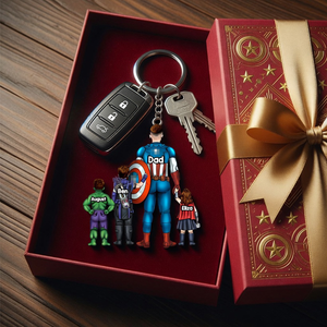 Power Dad And His Sidekicks - Personalized Gifts For Dad Keychain 071qhhu020525pa