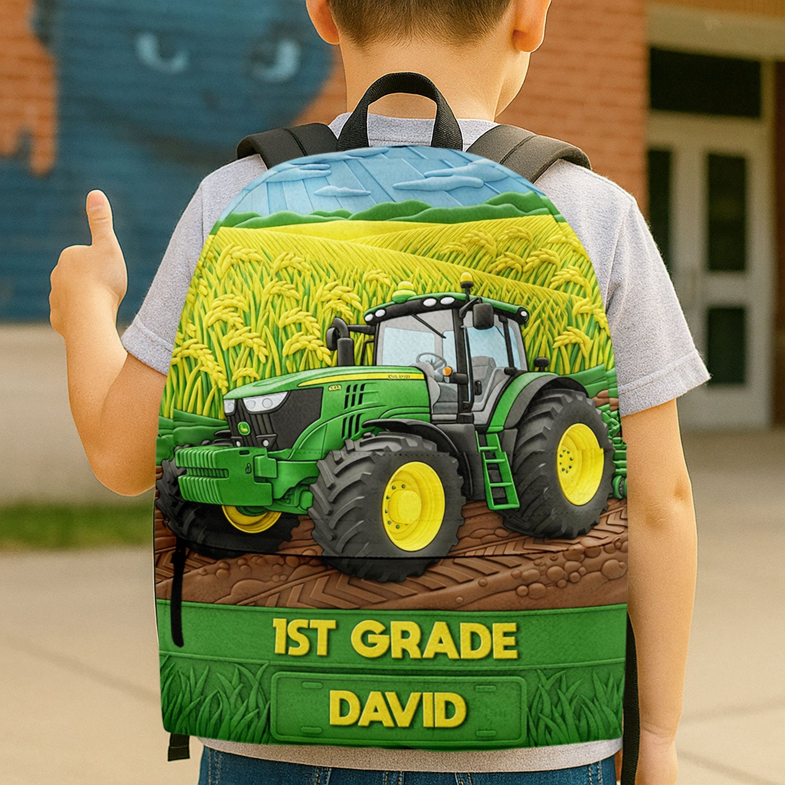 Green Tractor Backpack - Personalized Gifts For Kids 04nati290725