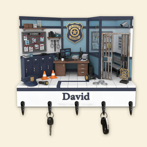 Police Office Wood Key Hanger - Personalized Gifts For Police Key Hanger 03HYTI021225-Homacus