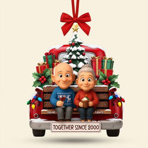 Old Couple Cheering On Truck Ornament - Custom Photo Gifts For Couple 03pati300825