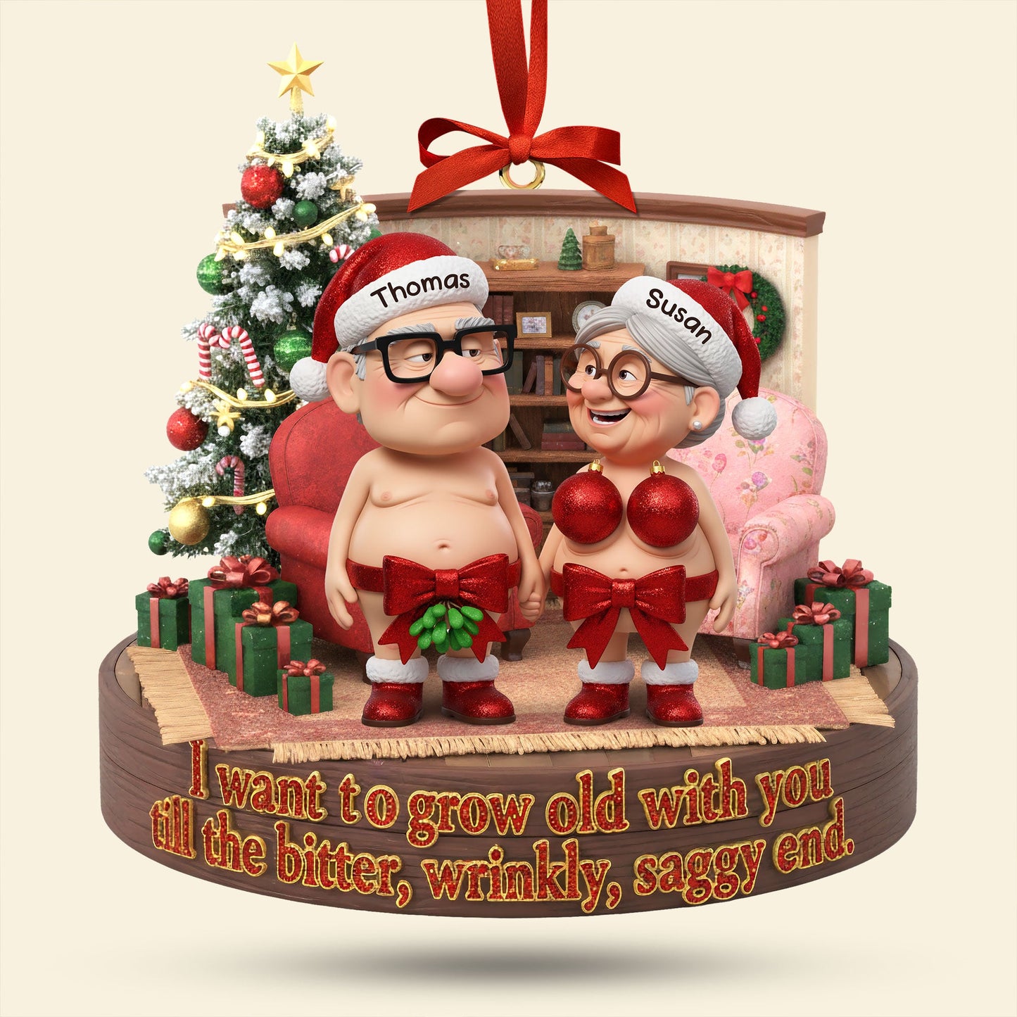 Naughty Old Couple Ornament - Personalized Gifts For Couple 04nati230925
