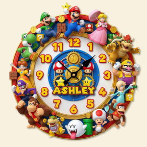 Retro Game Acrylic Hanging Wall Clock - Personalized Gifts For Game Lovers 06huti130326