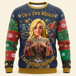 Magical Knitting Girl Knitted Ugly Sweater - Personalized Gifts For Knitting Lover Ugly Sweater 06HUTI221025