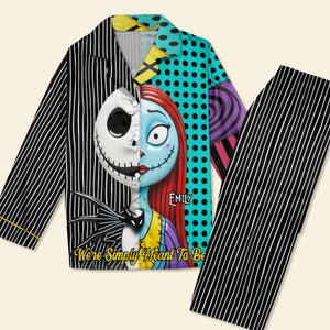 Spooky Couple Button Up Pajama Set - Personalized Gifts For Couple 01ohti270825