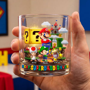 Retro Game Dad Round Glass - Personalized Gifts Father's Day Glass 05OHTI250426