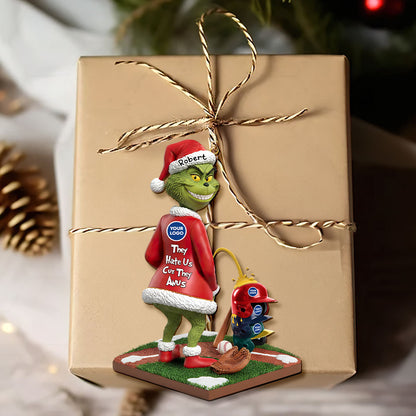 Naughty Green Monster Personalized Gifts For Baseball Lovers Christmas Ornament 02huti011025