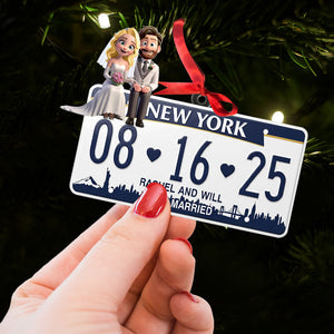 Married Couple License Plate Ornament - Personalized Gifts For Couple 03nati030925