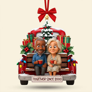 Old Couple Cheering On Truck Ornament - Custom Photo Gifts For Couple 03pati300825