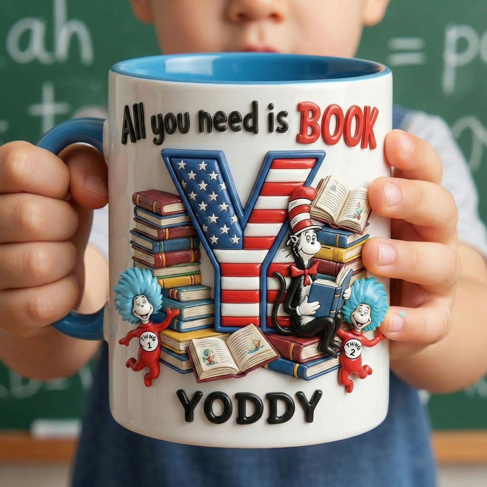 Bookworm Initial Letter Accent Mug - Personalized Gift For Book Lovers 05PATI070226
