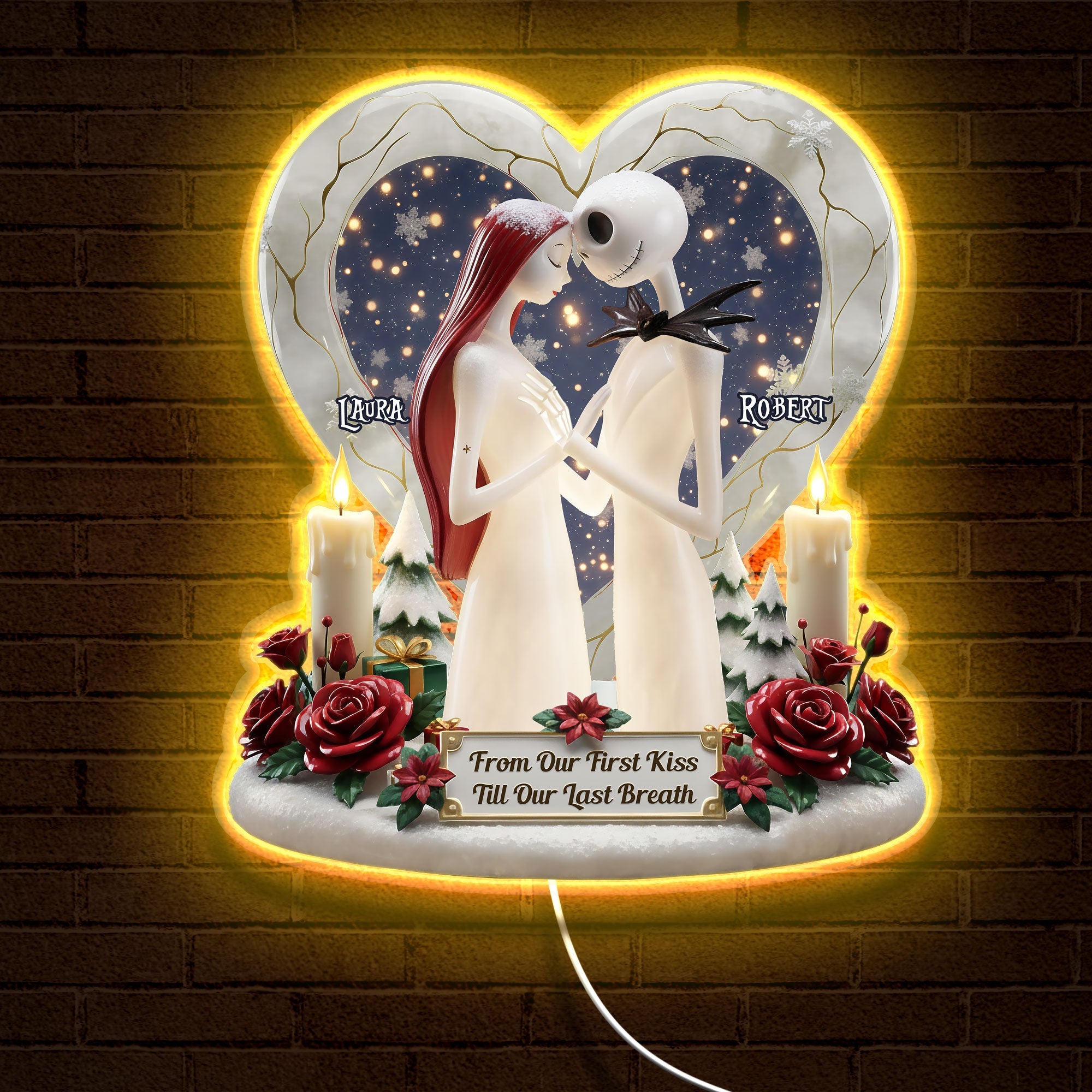 Spooky Couple LED Wall Sign - Personalized Gifts For Couple 01pati200925