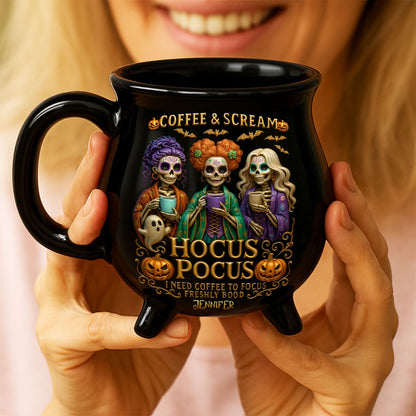 Three Spooky Sisters Cauldron Mug - Personalized Gifts For Horror Lovers 02ohti260825