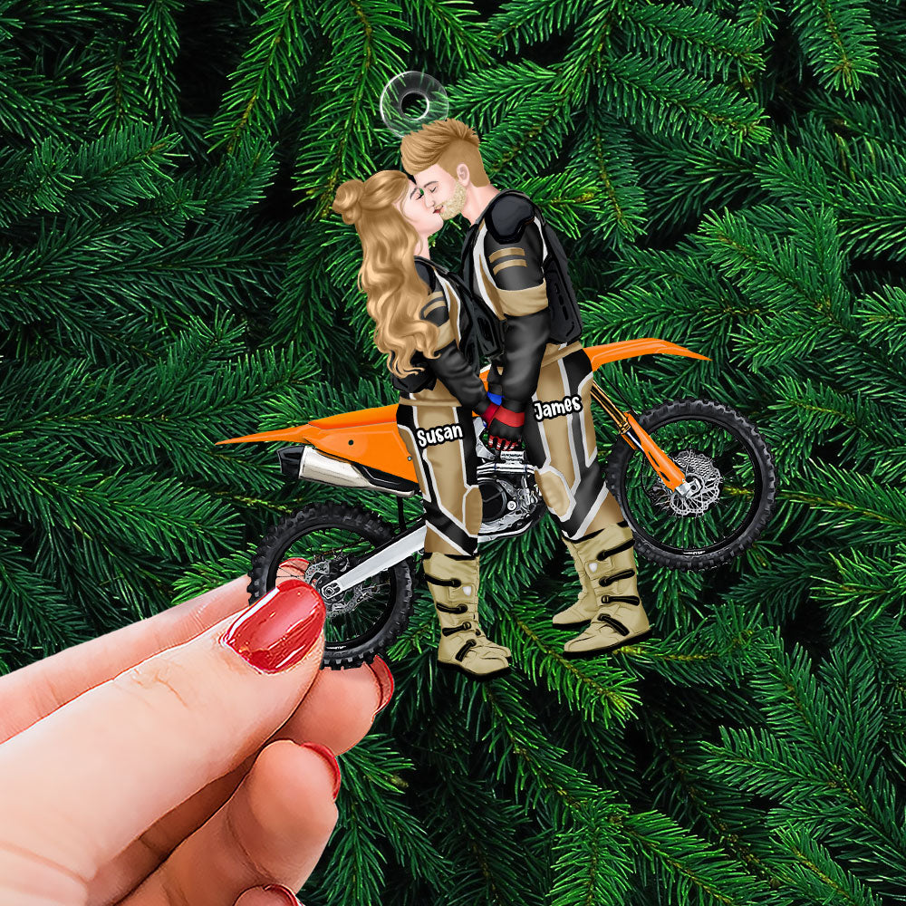 Personalized Gift For Couple Christmas Ornament Motorcross Couple 014ACTI111124PA - Ornament - GoDuckee