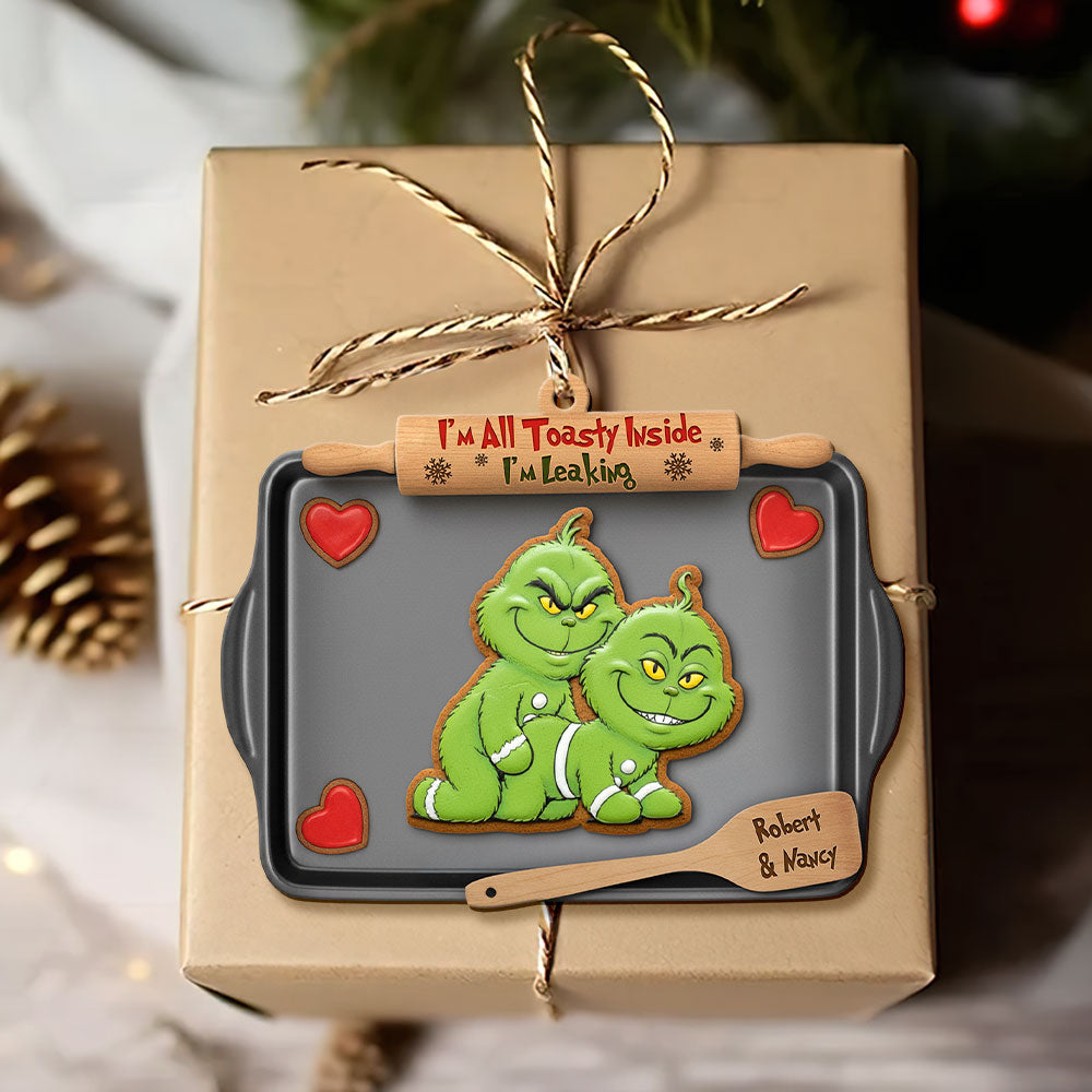 Mischievous Green Gingerbread Couple Ornament, Personalized Gifts For Couple 02qhti180925