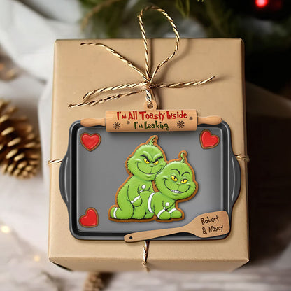 Mischievous Green Gingerbread Couple Ornament, Personalized Gifts For Couple 02qhti180925