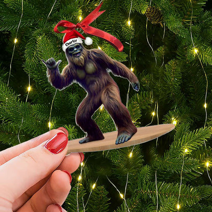 Personalized Gifts For Surfer Ornament, Wild Bigfoot Surfing 01QHTI291024 - Ornament - GoDuckee