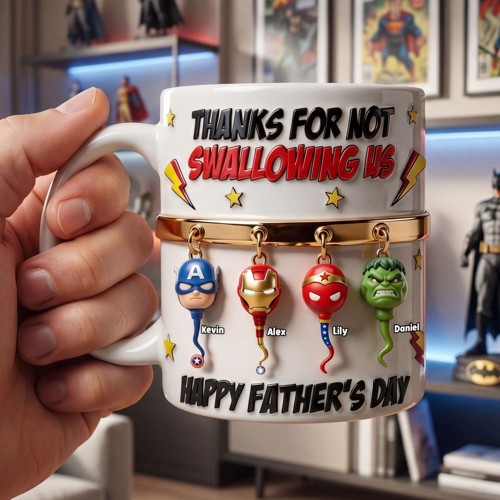 Funny Hero Squad Dad White Mug - Personalized Gift For Dads 02OHTI070526