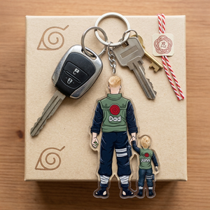 Warrior Father & Mini Ninja Keychain - Personalized Gifts For Dad 01qhhu080526