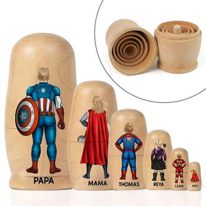 Power Family Wooden Nesting Dolls - Personalized Mother's Day Gifts 01qhhu080426