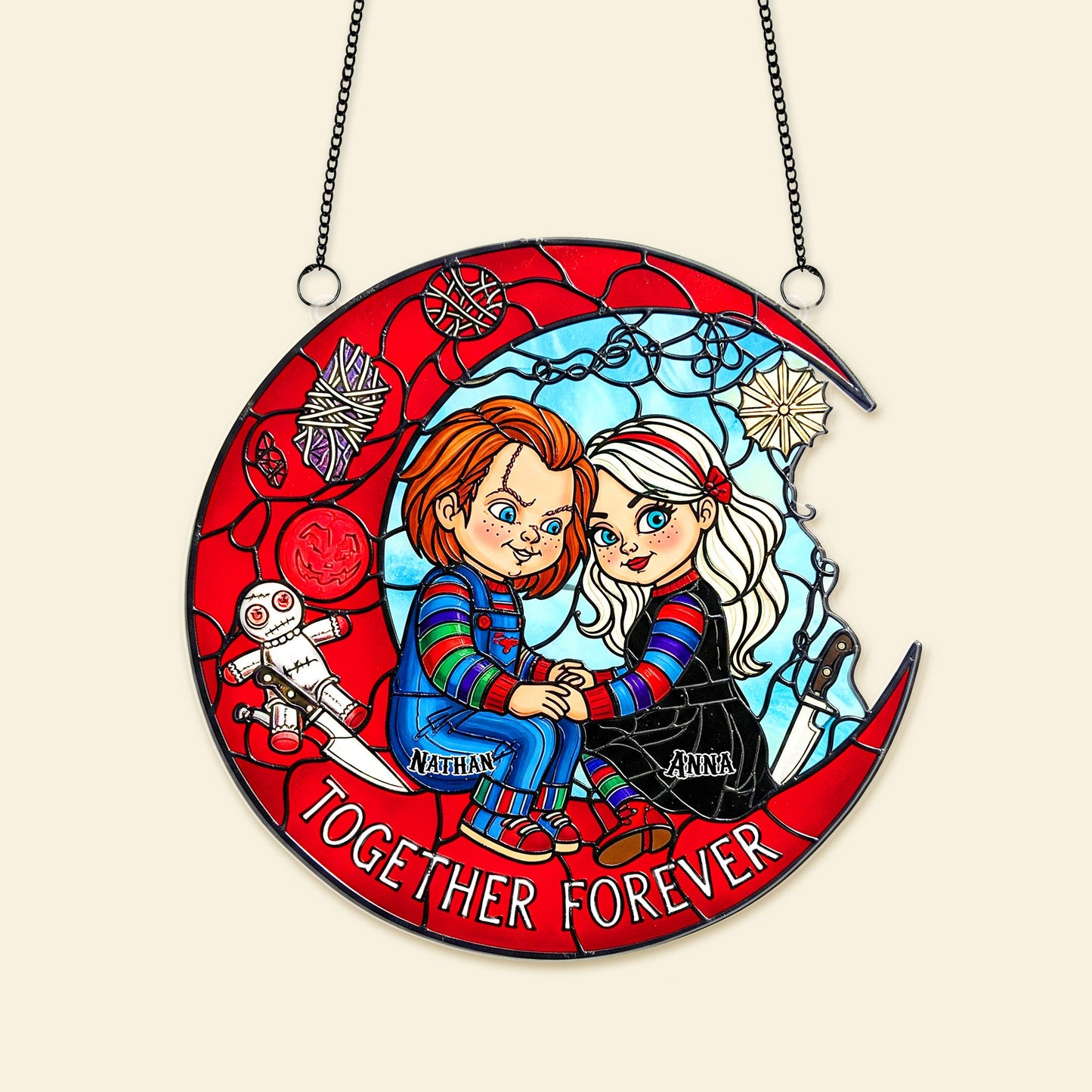 Horror Couple Suncatcher Ornament - Personalized Gifts For Couple 02HUMG110825