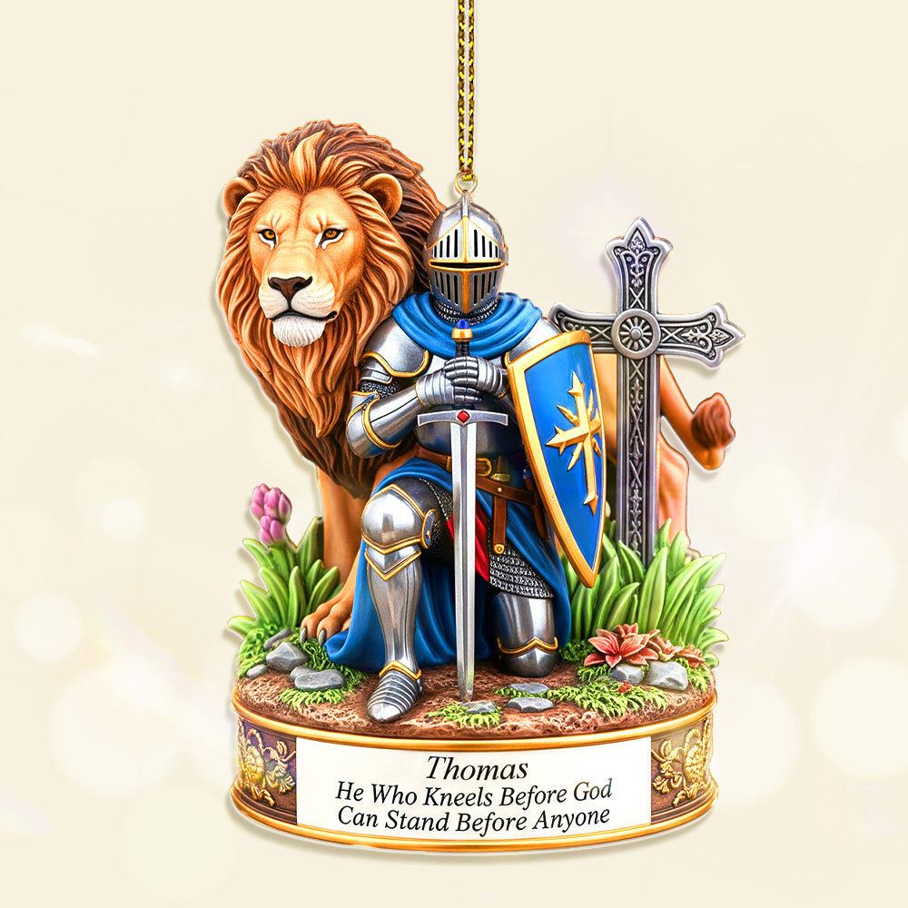 Personalized Gifts For Christmas, Kneeing Knight Acrylic Custom Shape Ornament 03HUMG210825