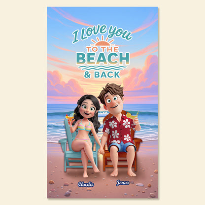 Summer Couple Beach Towel - Personalized Gifts For Couple 01pgmg140725hg