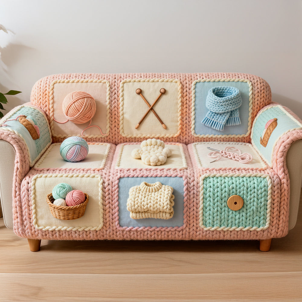 Knitting Quilted Sofa Cover - Personalized Gifts For Knitting Lover Quilted Sofa Cover 04KIDT040226