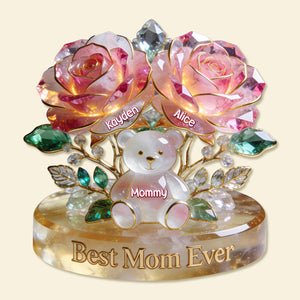 Flower Bear Mom Acrylic Plaque - Personalized Gifts For Mom 01NAMG060226