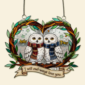 Owl Couple Suncatcher  - Personalized Gifts For Couple 05pamg171225