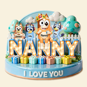 Mom & Kids Puppy Family Plaque – Personalized Gift For Mother’s Day Acrylic Plaque 03OHMG250226