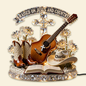 Countryside Jesus Guitar Light Box - Personalized Gifts For Christian Guitarist Custom Shape Acrylic Light Box 04PAMG130126