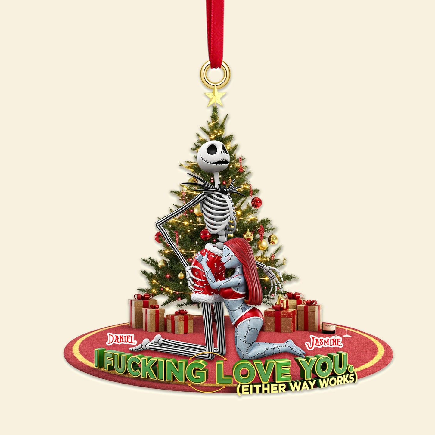 Personalized Gifts For Christmas, Naughty Couple Acrylic Ornament 01ohmg240925