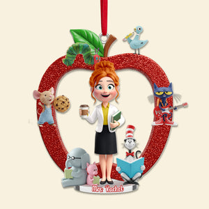 Teacher Apple Ornament - Personalized Gifts For Teacher Christmas Ornament 03NAMG061025