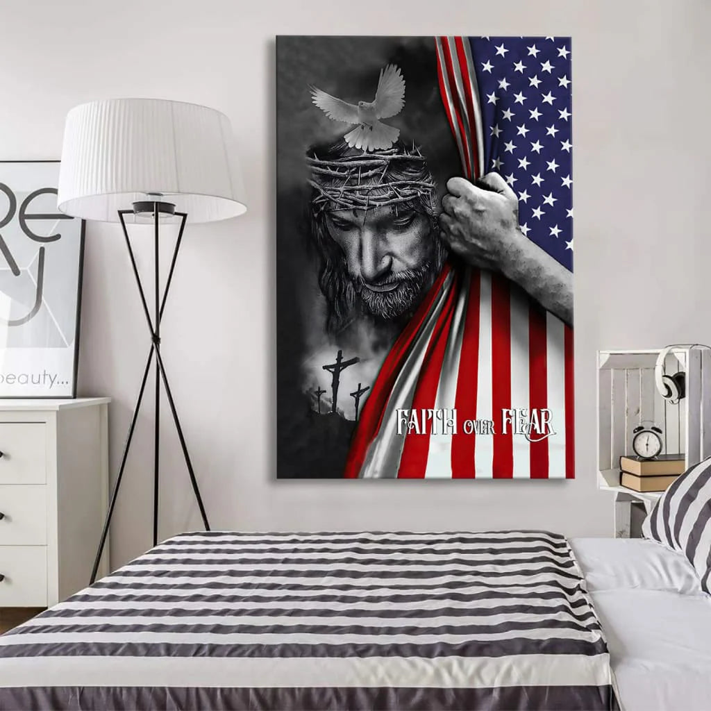 Faith Over Fear Jesus Christ Canvas- Gift For Jesus Lover 02acxa220425