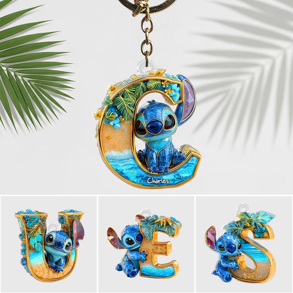 Cute Blue Monster Keychain - Custom Letter Gifts For Movie Lover 04TGLU190525-Homacus
