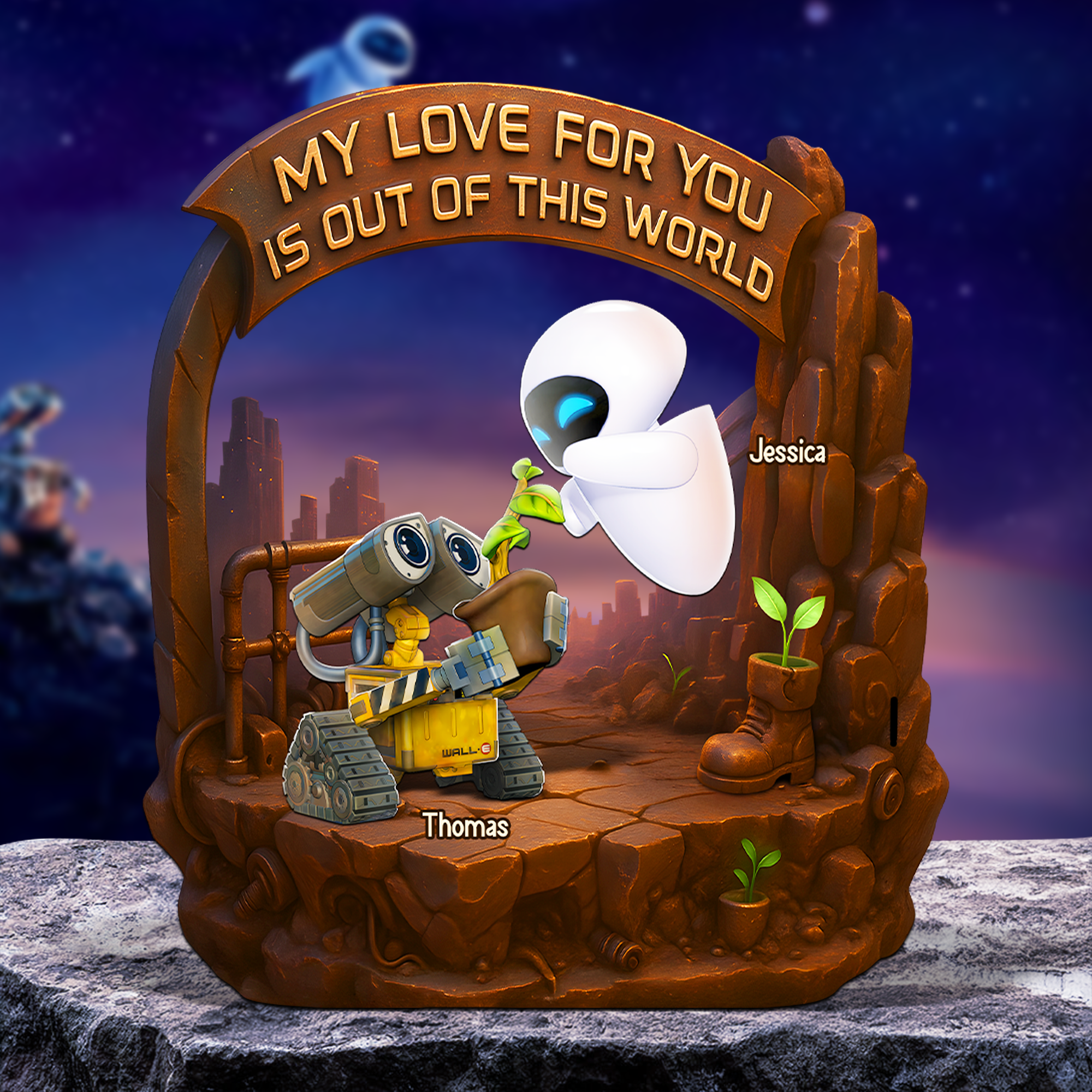 Robot Couple Plaque - Personalized Gifts For Couple 03kapu080525