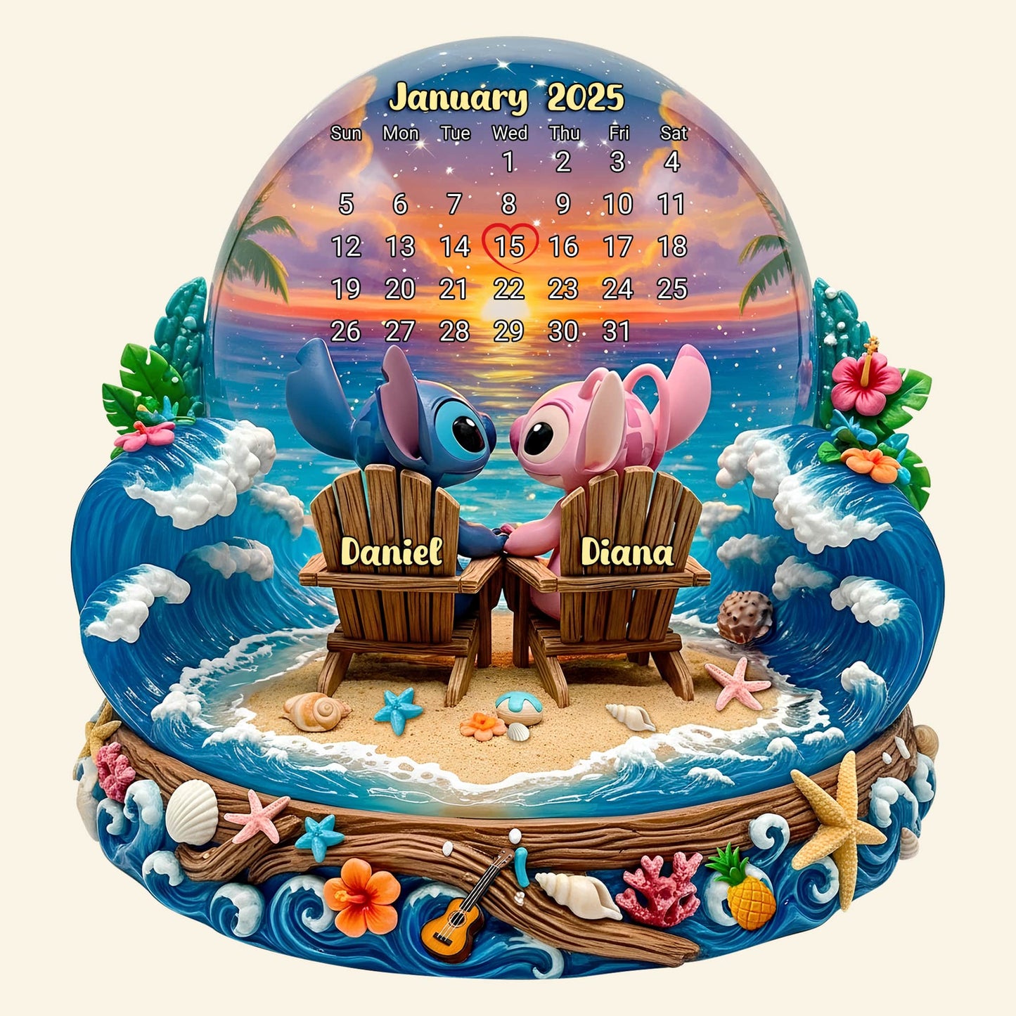 Cartoon Beach Couple Acrylic Plaque Personalized Gifts 02tolu260625