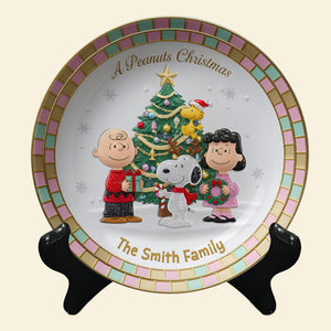 Family Joy Under The Tree Round Plate -  Personalized Gift For Family 02PGLU171025