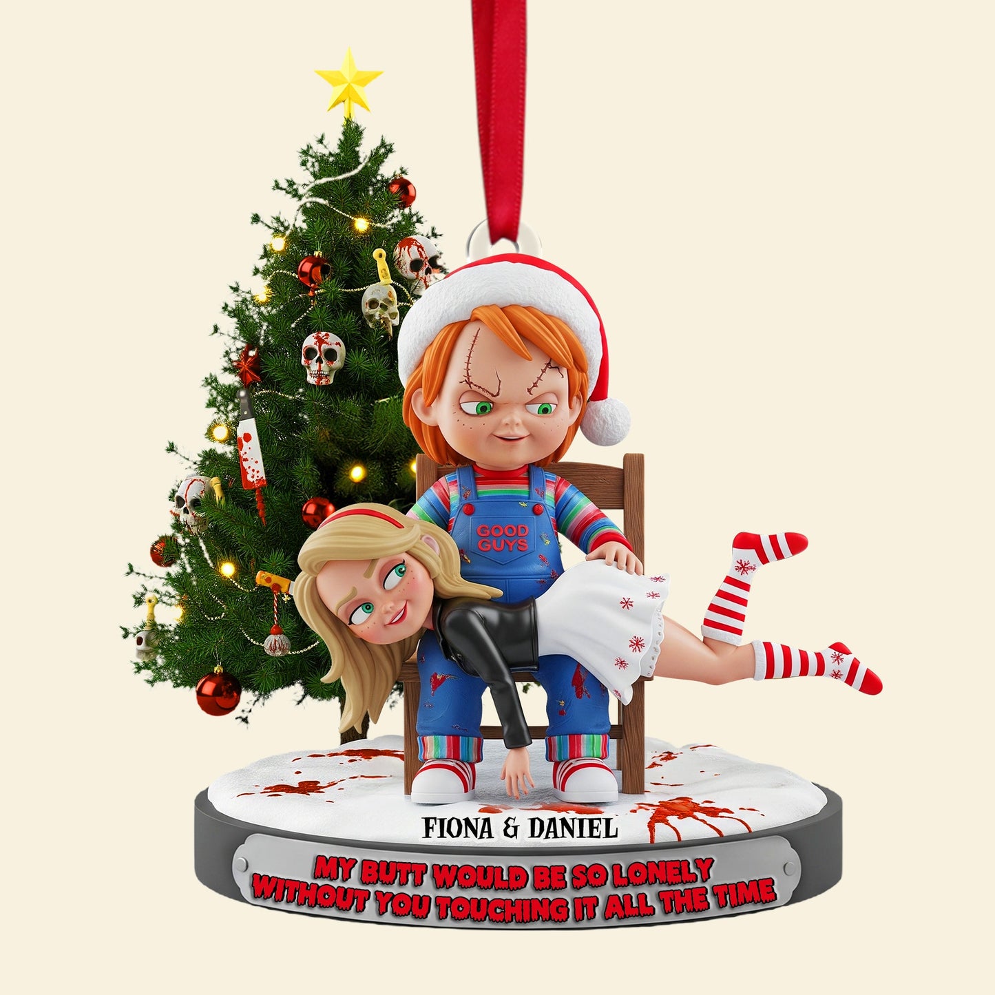 Mischievous Doll Couple Ornament -  Personalized Christmas Gifts For Couple 01NALU090925